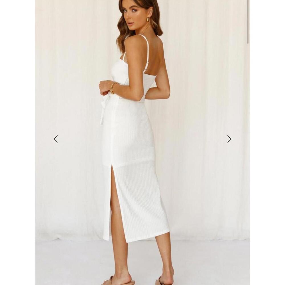 NWT Hello Molly Ways I Loved You Knit Midi Dress White Ribbed Women’s size 4 - Picture 13 of 15